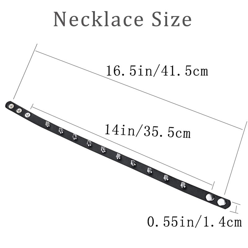 Macoking Leather Studded Bracelet Choker Punk Spike Rivet Cuff Metal Black Wristband - Image 4